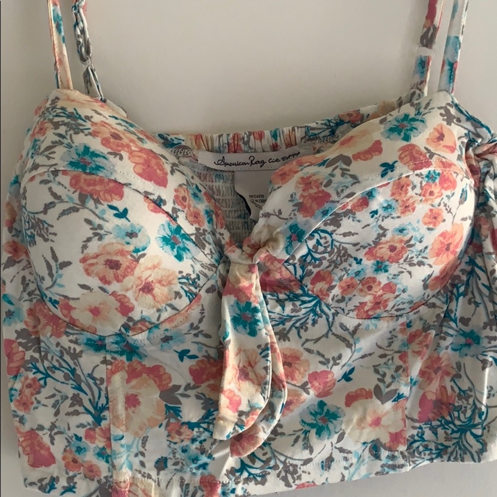 🌸 American Rag Floral Bustier Crop Top Bralette Corset Cami